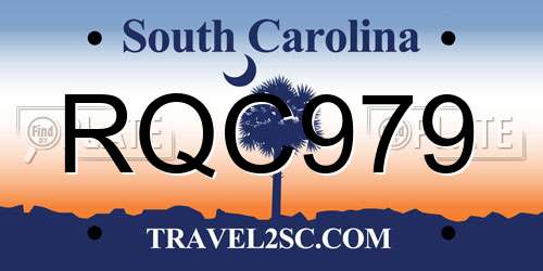 RQC979 South Carolina License Plate