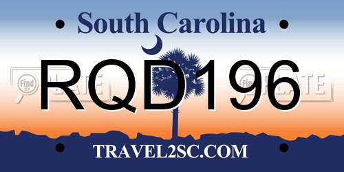 RQD196 South Carolina License Plate
