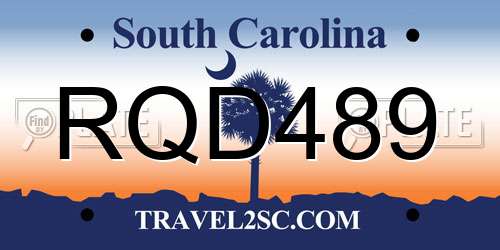 RQD489 South Carolina License Plate