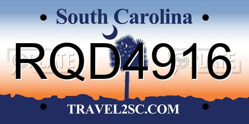RQD4916 South Carolina License Plate