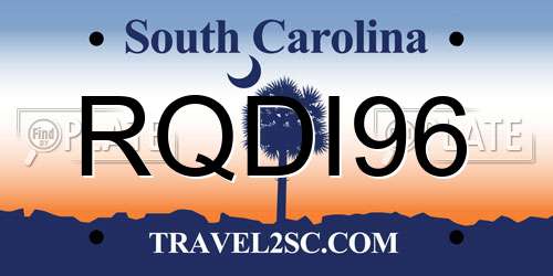 RQDI96 South Carolina License Plate