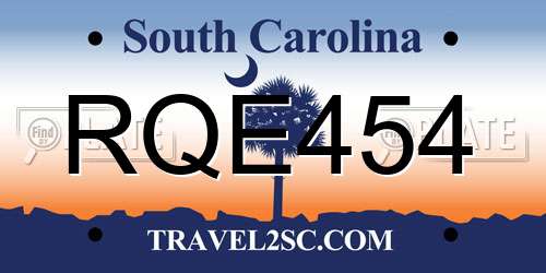 RQE454 South Carolina License Plate