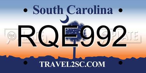 RQE992 South Carolina License Plate