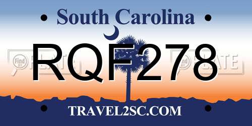 RQF278 South Carolina License Plate