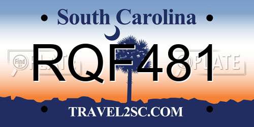 RQF481 South Carolina License Plate
