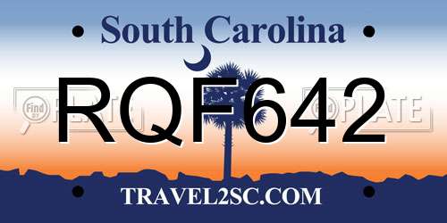 RQF642 South Carolina License Plate