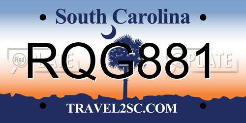 RQG881 South Carolina License Plate