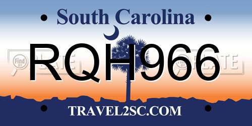 RQH966 South Carolina License Plate