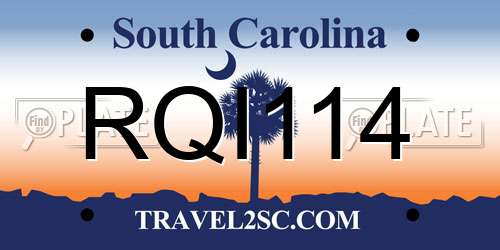 RQI114 South Carolina License Plate