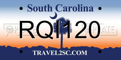 RQI120 South Carolina License Plate