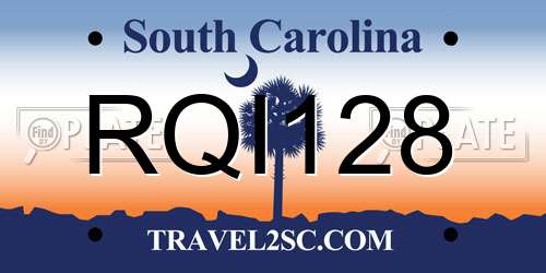 RQI128 South Carolina License Plate