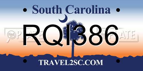 RQI386 South Carolina License Plate