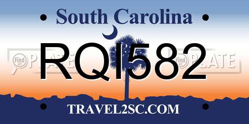 RQI582 South Carolina License Plate