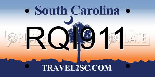 RQI911 South Carolina License Plate