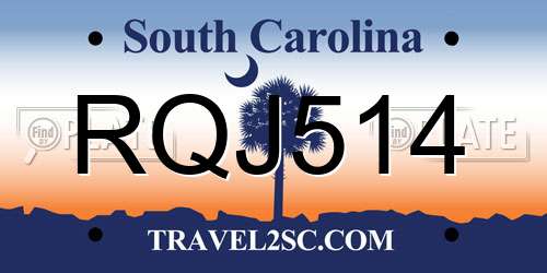 RQJ514 South Carolina License Plate