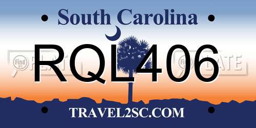 RQL406 South Carolina License Plate