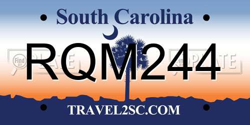 RQM244 South Carolina License Plate