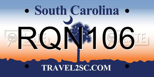 RQN106 South Carolina License Plate