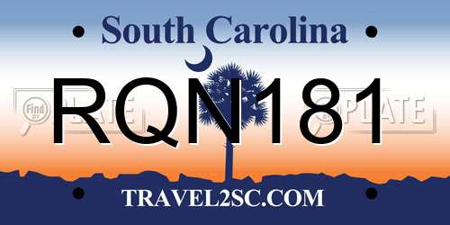 RQN181 South Carolina License Plate