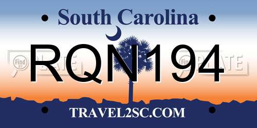 RQN194 South Carolina License Plate
