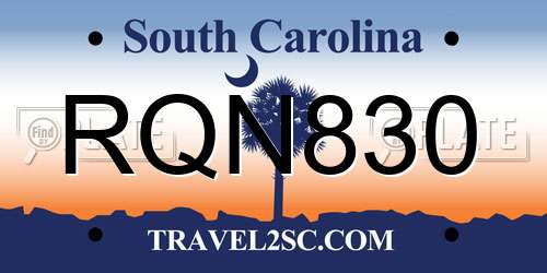 RQN830 South Carolina License Plate