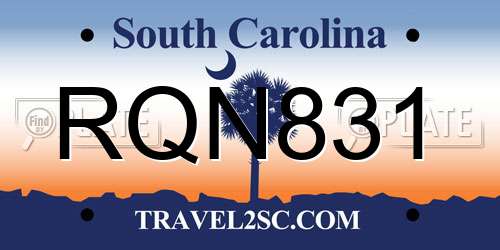 RQN831 South Carolina License Plate