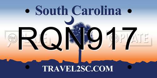 RQN917 South Carolina License Plate