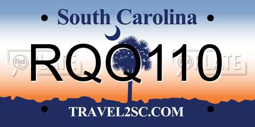 RQQ110 South Carolina License Plate