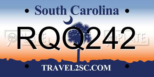 RQQ242 South Carolina License Plate