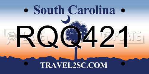 RQQ421 South Carolina License Plate