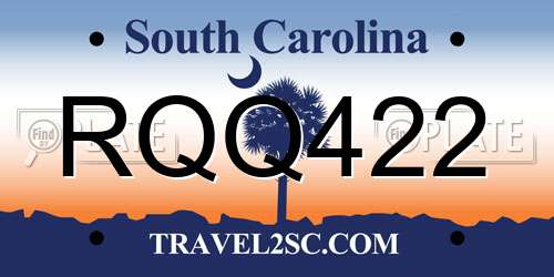 RQQ422 South Carolina License Plate
