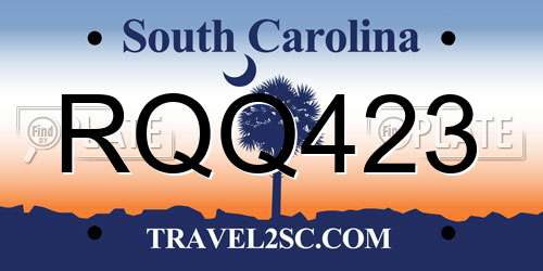 RQQ423 South Carolina License Plate