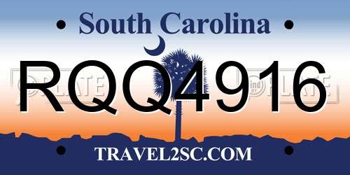 RQQ4916 South Carolina License Plate