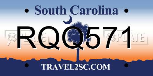 RQQ571 South Carolina License Plate