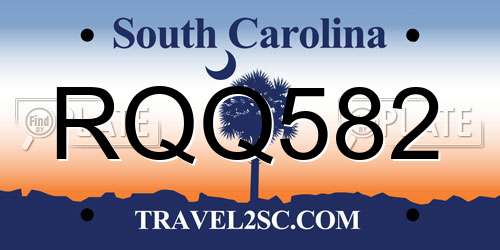 RQQ582 South Carolina License Plate