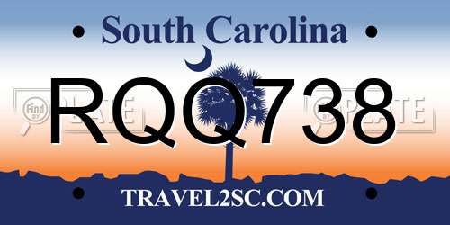 RQQ738 South Carolina License Plate