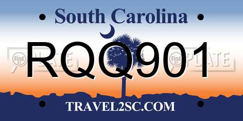 RQQ901 South Carolina License Plate