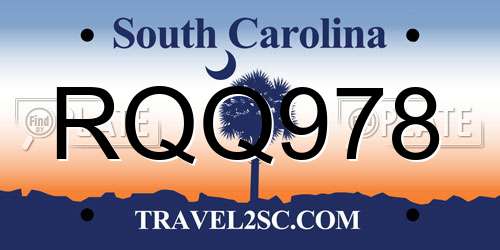 RQQ978 South Carolina License Plate