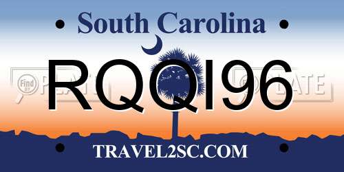 RQQI96 South Carolina License Plate
