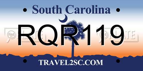 RQR119 South Carolina License Plate