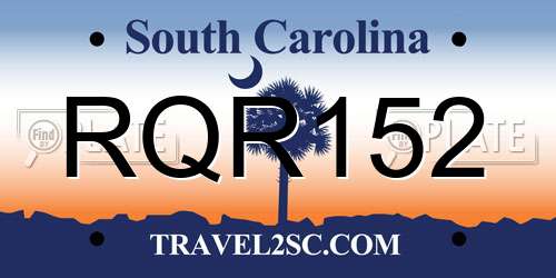 RQR152 South Carolina License Plate