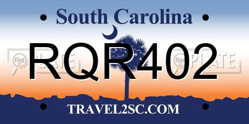 RQR402 South Carolina License Plate