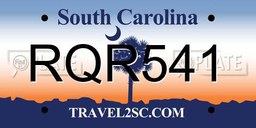 RQR541 South Carolina License Plate