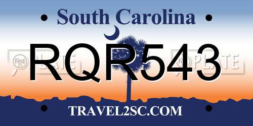 RQR543 South Carolina License Plate