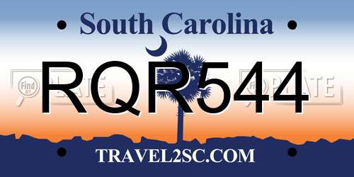 RQR544 South Carolina License Plate