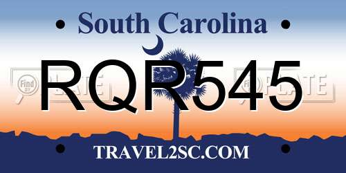 RQR545 South Carolina License Plate