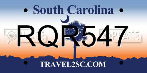 RQR547 South Carolina License Plate
