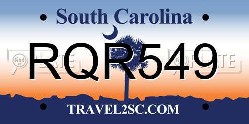 RQR549 South Carolina License Plate
