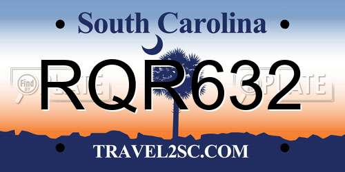 RQR632 South Carolina License Plate