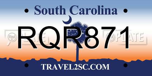 RQR871 South Carolina License Plate
